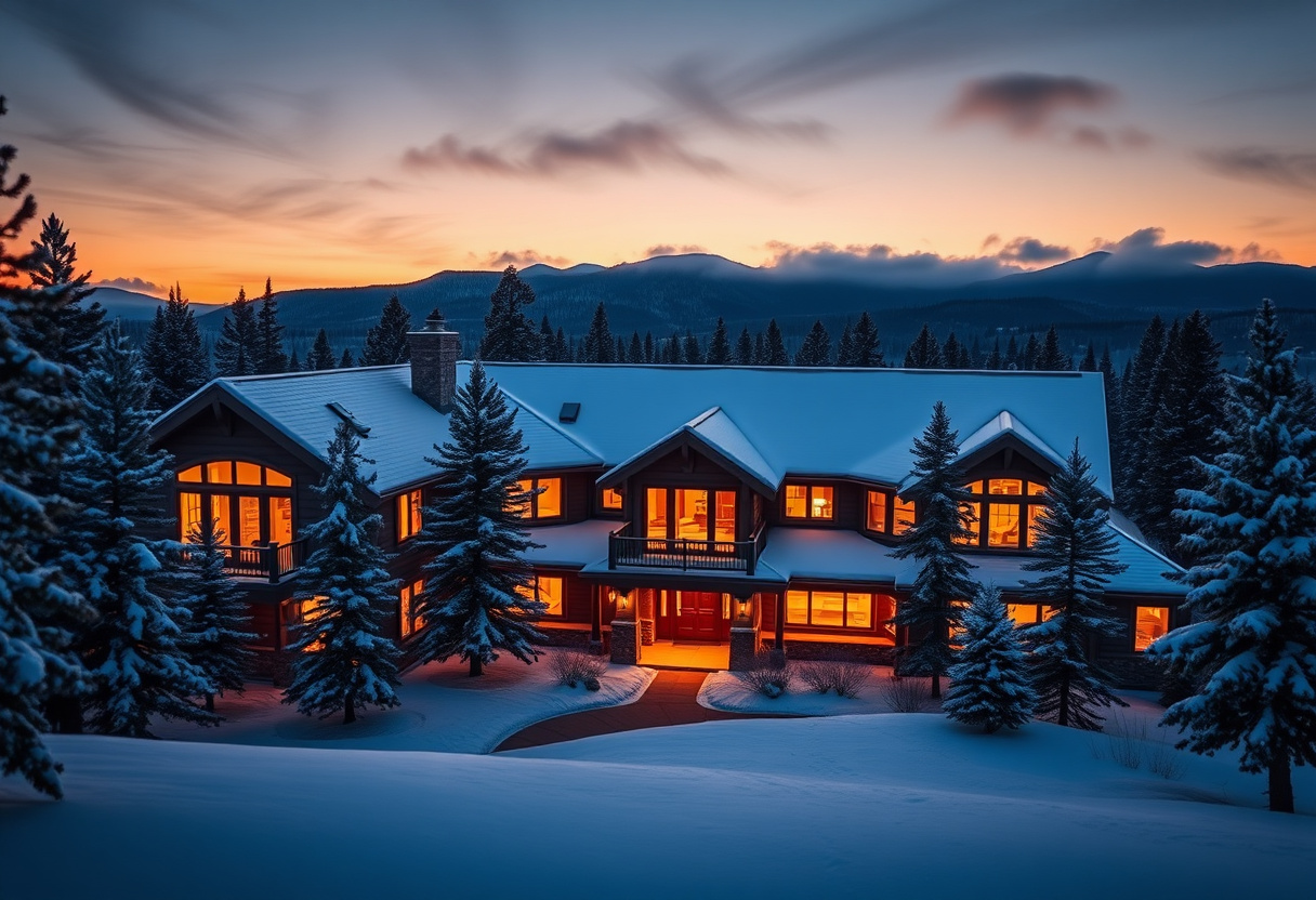Snow-dusted energy-efficient home in Snowflake, Arizona at dusk